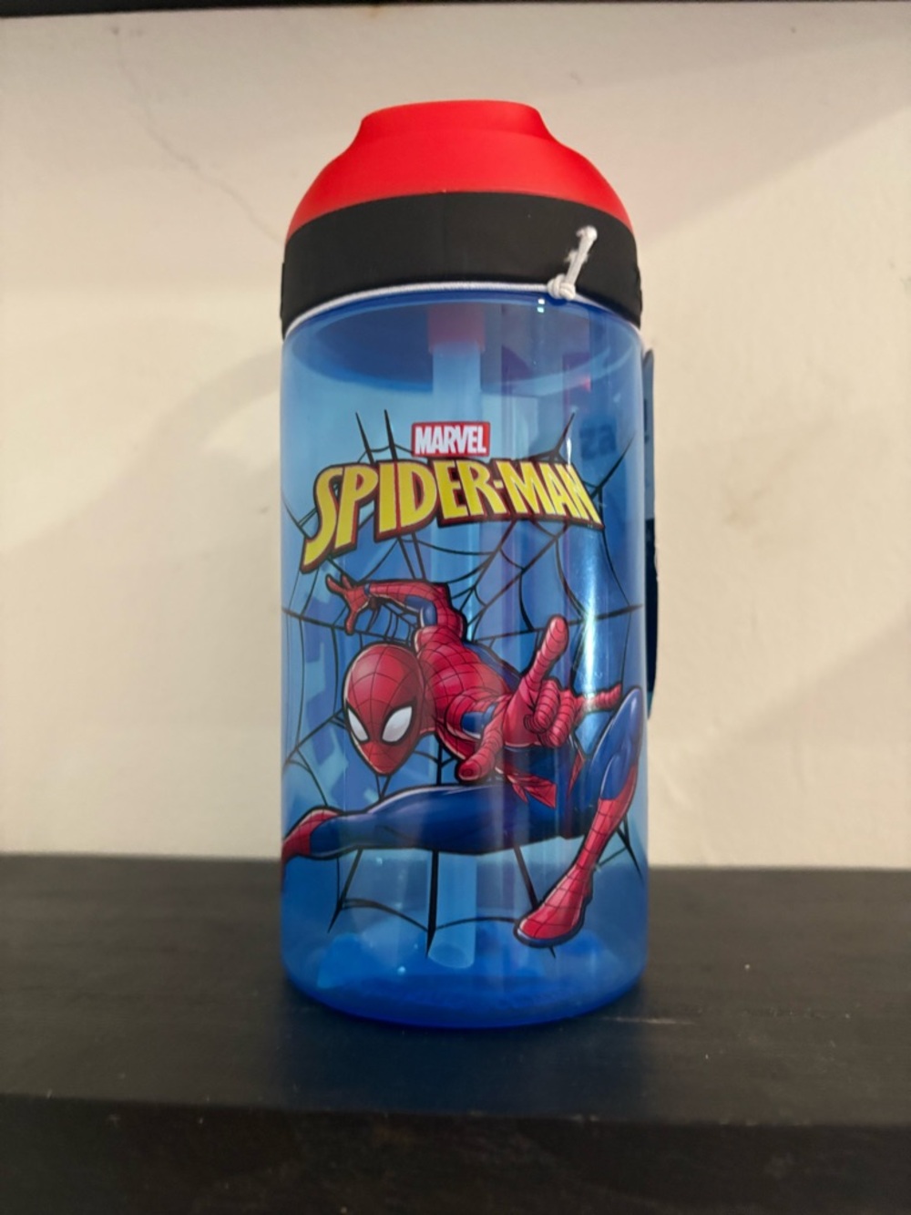 Marvel Spider-Man Blue Water Bottle with Red Lid